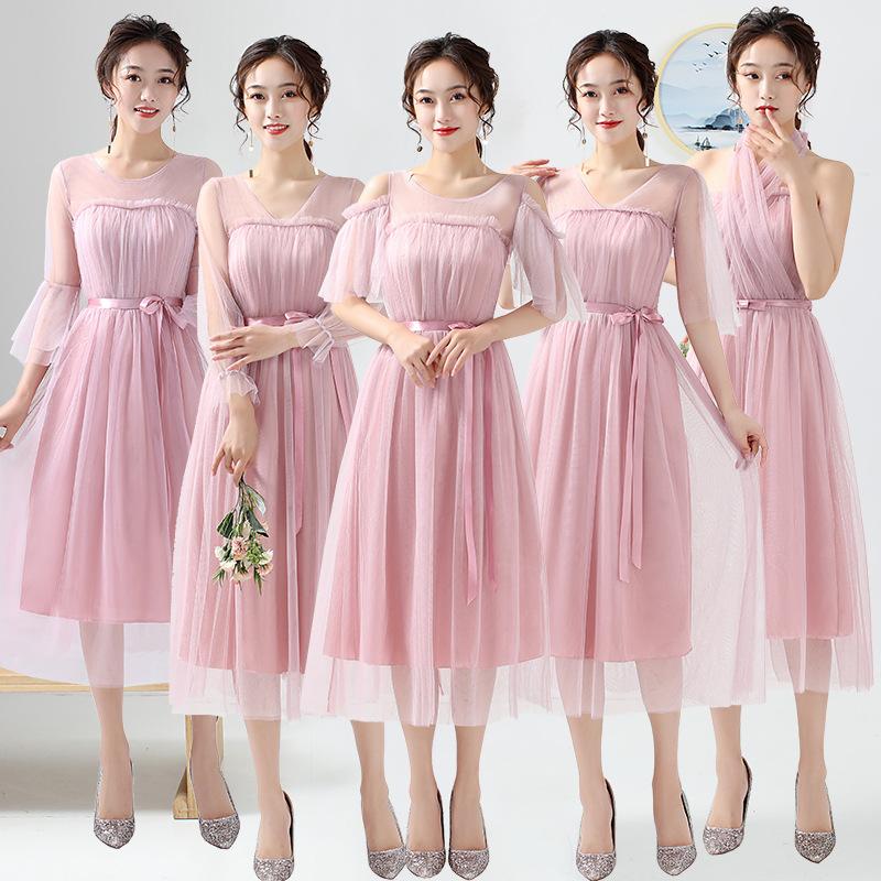 

Bridesmaid Dress Dresses Plus Size Red Mid-length 2021 Wedding Party ROM80212