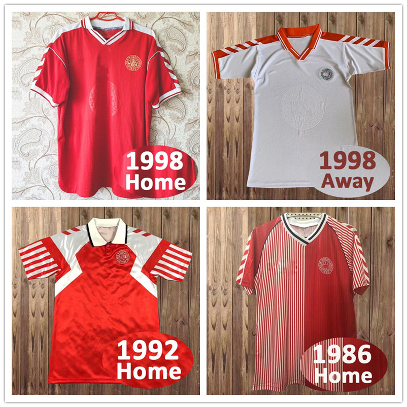 

Retro Denmark soccer jerseys 1986 1992 1998 Denmark home away HEINTZE B.LAUDRUP M.LAUDRUP Retro football shirt S-2XL, Black;yellow