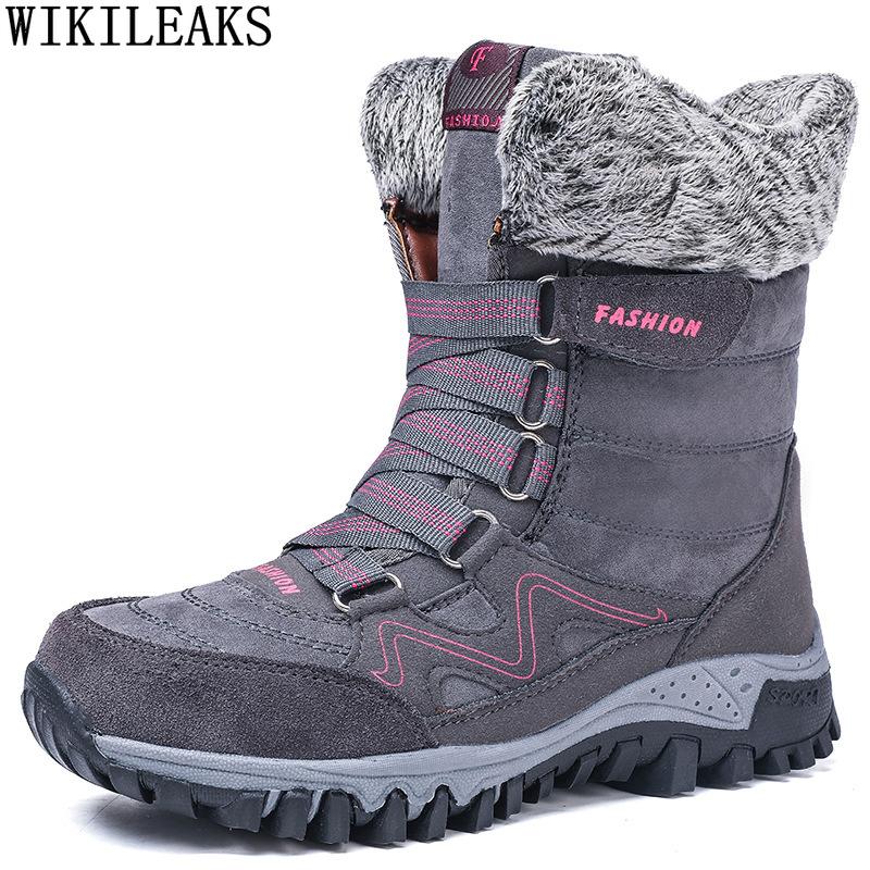 

Boots Black Ankle For Women Fashion Leather Shoes Snow Woman Platform Winter 2021 Chaussure Femme