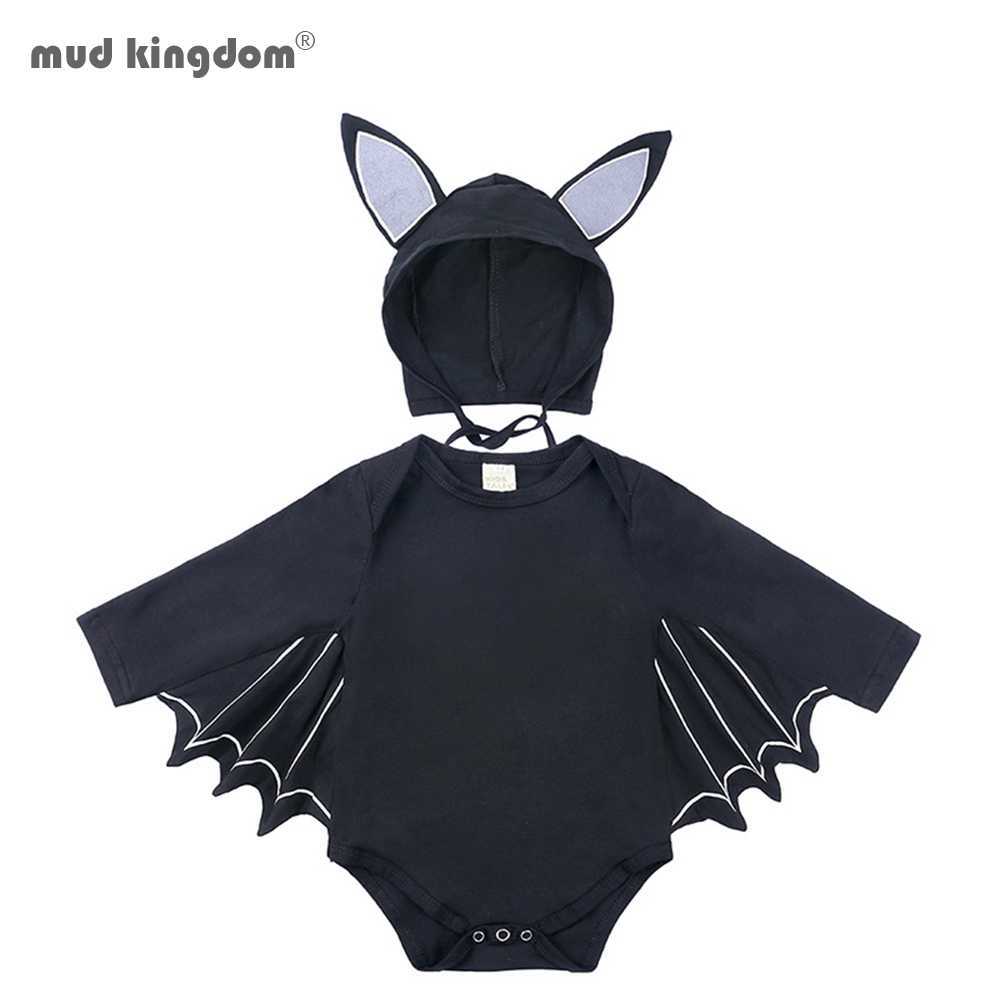 

Mudkingdom Boys Girls Rompers Outfits Bat Sleeve Jumpsuit+Hats 2Pcs Children Clothing Set Baby Halloween Clothes 210615, Bat black