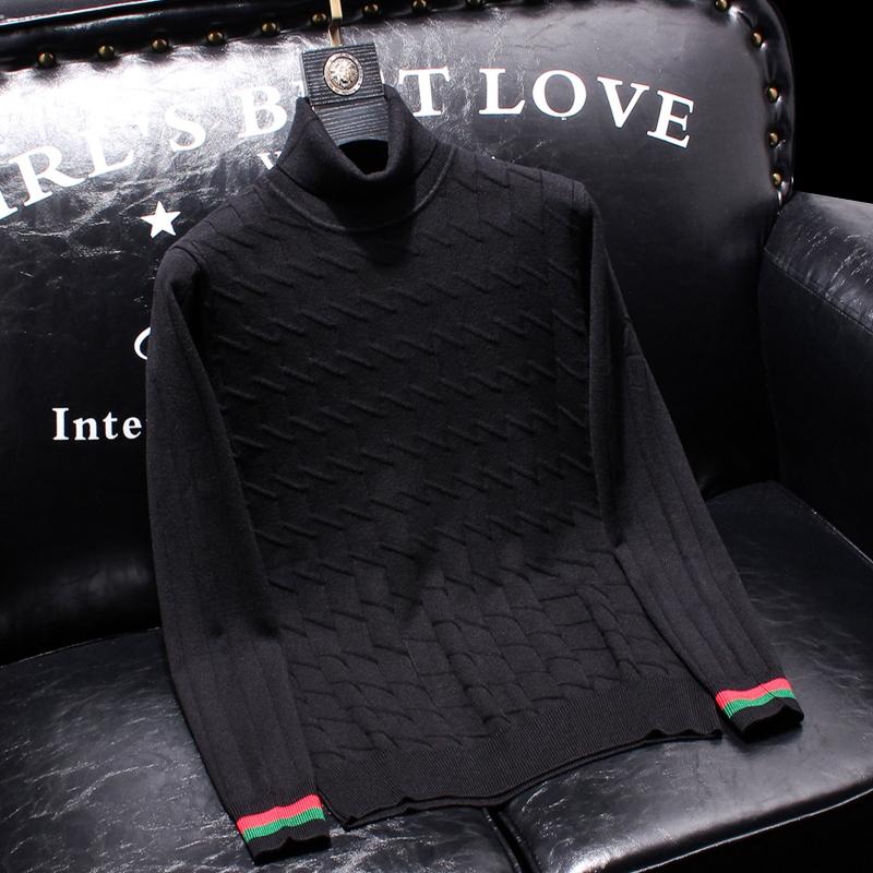 

Men's Sweaters Top Grade Autum Winter 2021 Designer Fashion Knit Half Turtleneck Men Warm Woolen Sweater Casual Mens Clothing, Black