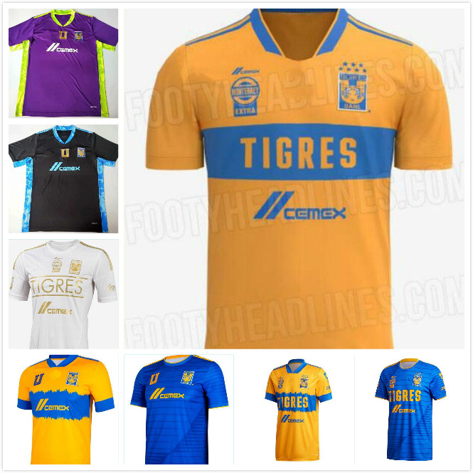 

2021 2022 7 Star NAUL Tigres Home Soccer Jerseys 20 21 22 Away GIGNAC Camiseta de Foot Maillot Football Shirt Uniform, Black;yellow