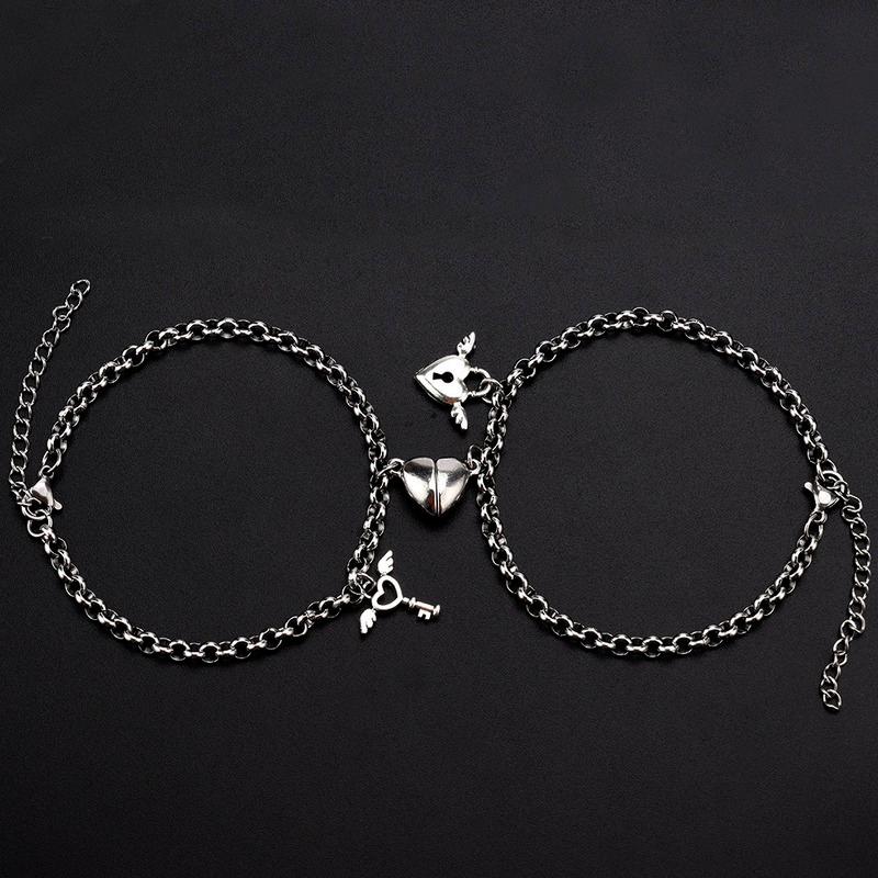 

Link, Chain 2pcs / Set Steel O-Shaped Magnet Bracelet For Couples Stainless Charm Attractive Men And Women Valentine'Day Gifts