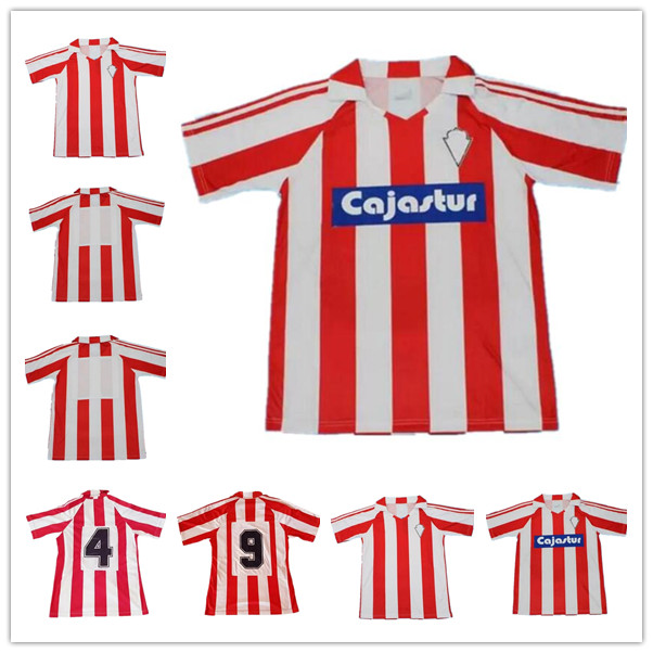 

1985 1986 1987 Sporting Gijon Retro Soccer Jersey SPECIAL VERSION Camiseta de futbol home white red football shirt short sleeve S-2XL