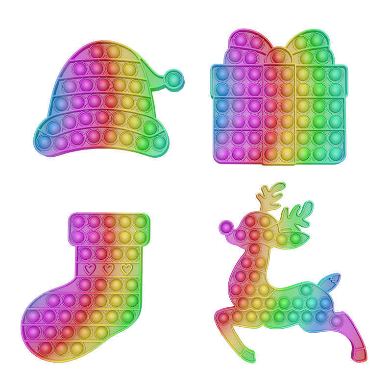

Christmas kids gifts desktop fidget finger bubble puzzle push pop toys popping board game Xmas hat stocking elk shape poo-its early educational TIKTOK Style G87ICOQ
