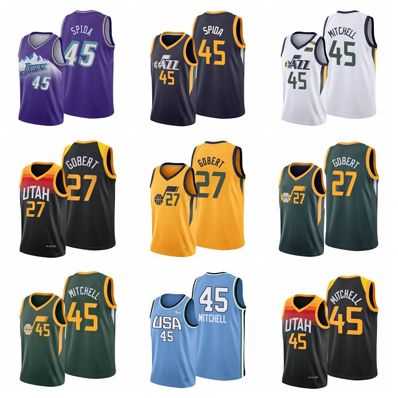 

UtahJazzMEN Basketball Custom Donovan Mitchell Rudy Gobert White 5 For The Fight Jersey Sloan 1223 Wins