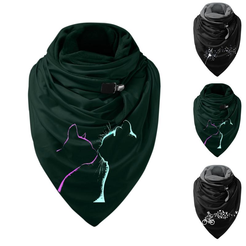 

Scarves Fashion Winter Scarf For Women Printing Button Soft Wrap Casual Warm Shawls Foulard Femme Neck Bandana #t3p, Blue;gray