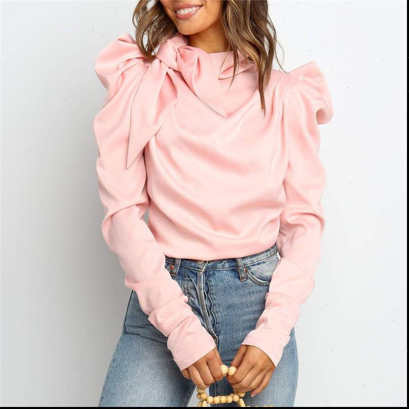 

arrival satin bow neck womens shirt long sleeve elegant office blusas s xl, White