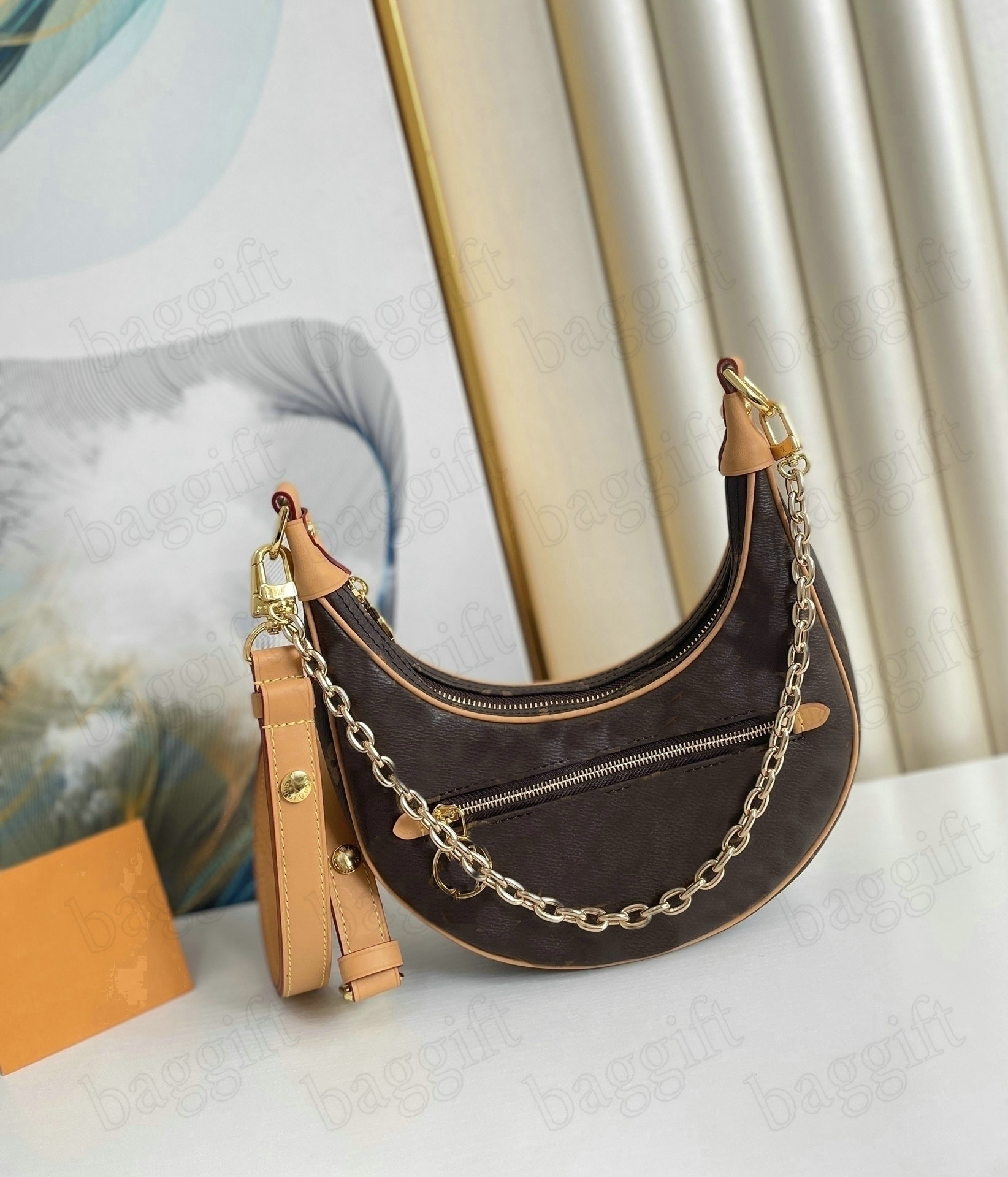 

LOOP Bag Middle Moon bag Womens Leather Belt Chain Shoulder Designers Luxury Handbags Totes Lady CrossBody Bags M81098 M81094