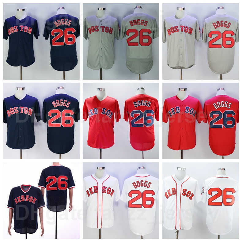 1914 1936 1939 1967 Vintage 26 Wade Boggs Retro Jersey Baseball Stitched Pullover Flexbase Cool Base Navy Blue White Red Grey Beige Green Color Reti