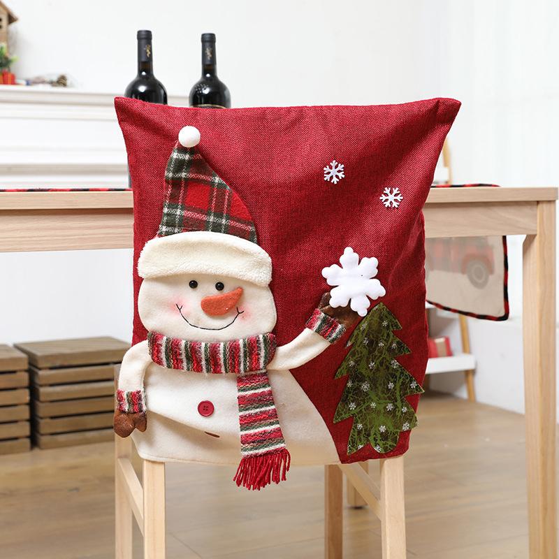 

Chair Covers Christmas Red Print Cover Santa Claus Festival Party Decor Dining Seat Xmas Year Decorations For Home