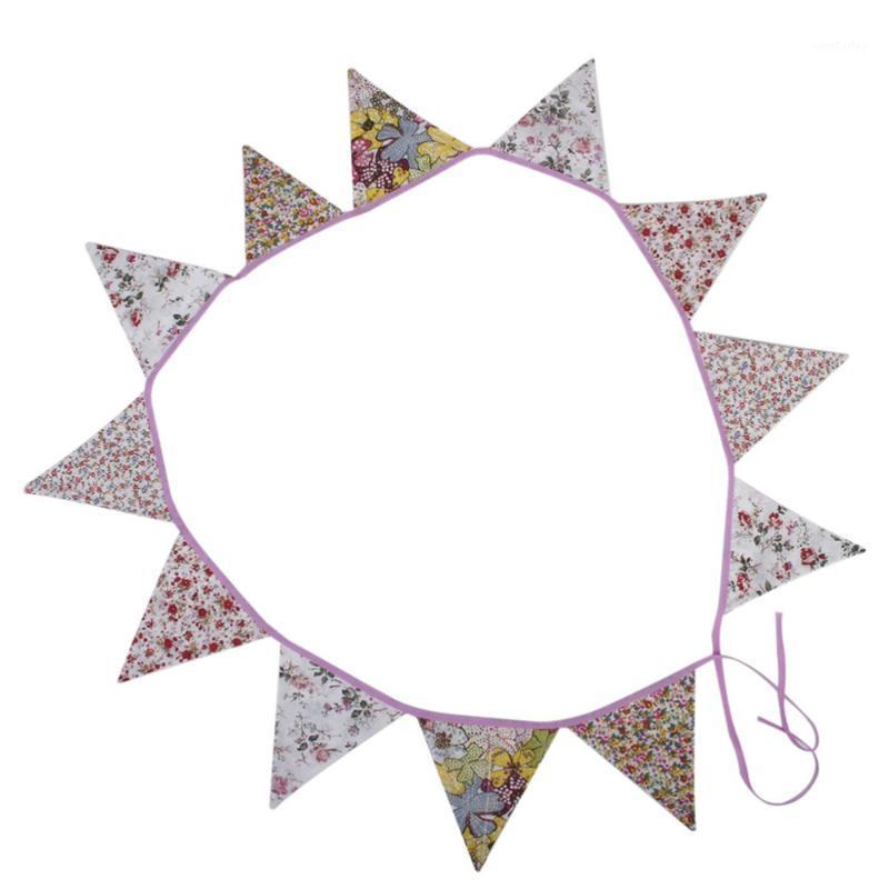 

Party Decoration 12pcs Floral Pattern Triangle Flags Bunting Banners For