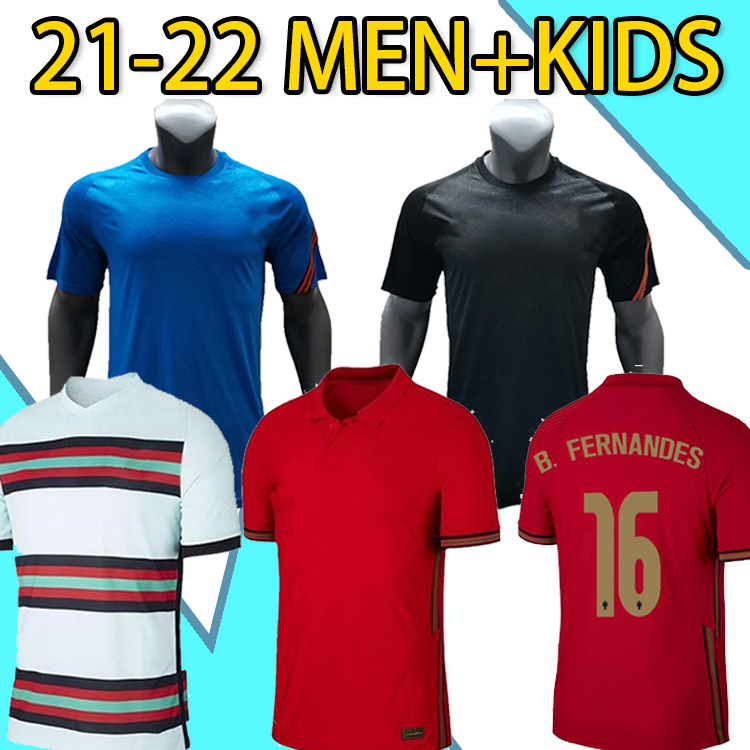 

21 22 Portugal RONALDO soccer jerseys JOAO FELIX 2021 DIOGO ANDRE SILVA Bernardo FERNANDES Camisa de futebol men+kids kit football shirts PI, Black;yellow