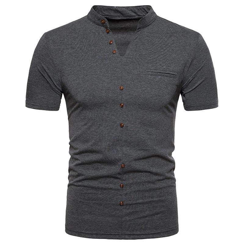 

Men' Henley Shirt 2021 Design Tee Tops Long Sleeve Stylish Slim Fit Plain T-shirt Button Placket Casual Men T-shirts, Black