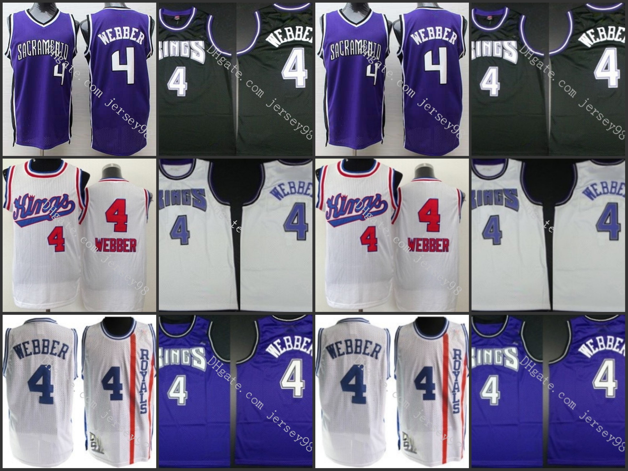 

SacramentoKingsBlack #4ChrisWebber retro BasketballJersey, Black