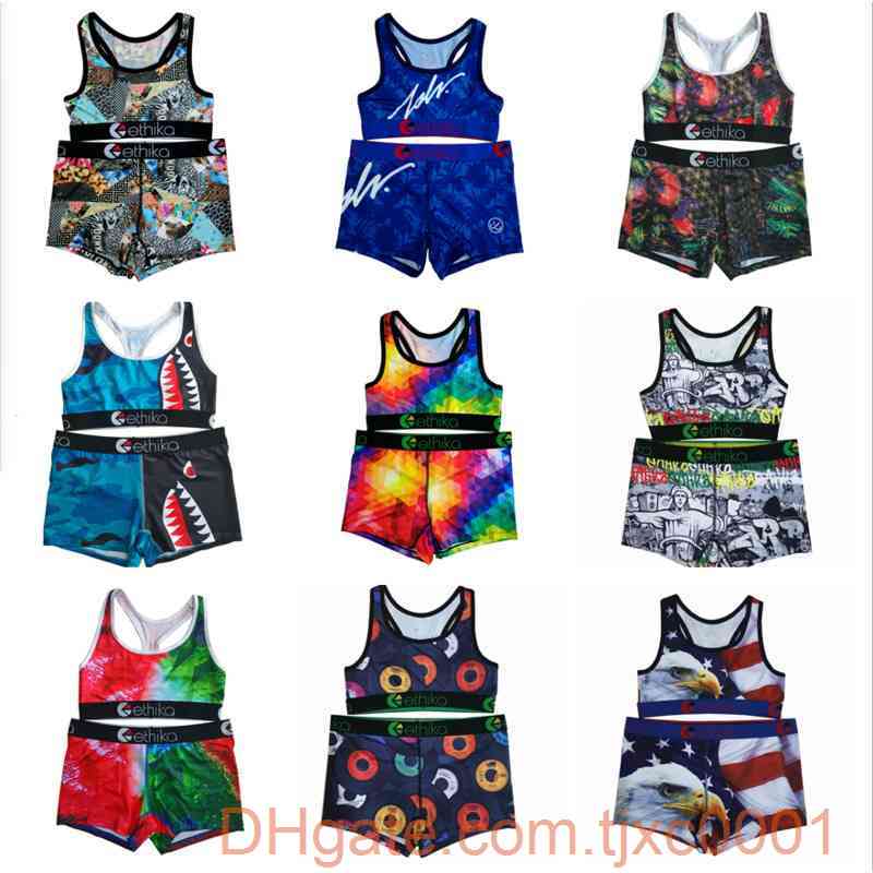 

Women Finess Tracksuits Two Pieces Yoga Sportswear Sexy Camouflage Cartoon Digital Printing Casual Tight Sports Vest Shorts 18 Colours, White;red