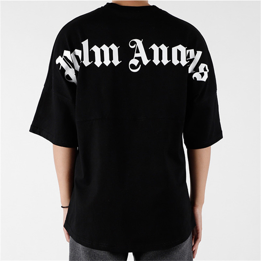

Palms Angels Fashion brand new summer short sleeve Sanskrit letter bat shoulder drop men's and women's T-shirt lovers, White;black
