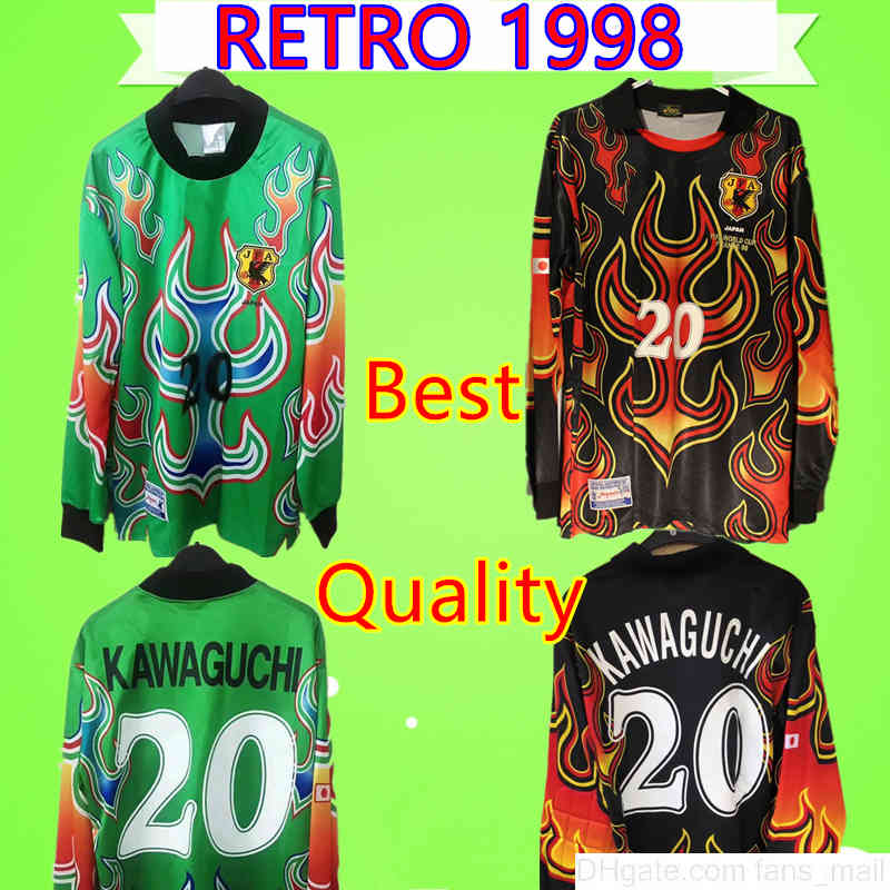 

Thai quality 1998 japan soccer jerseys Retro Long sleeve goalkeeper 98 #20 KAWAGUCHI football Shirt Uniforms World cup classic green vintage orange, Black;yellow