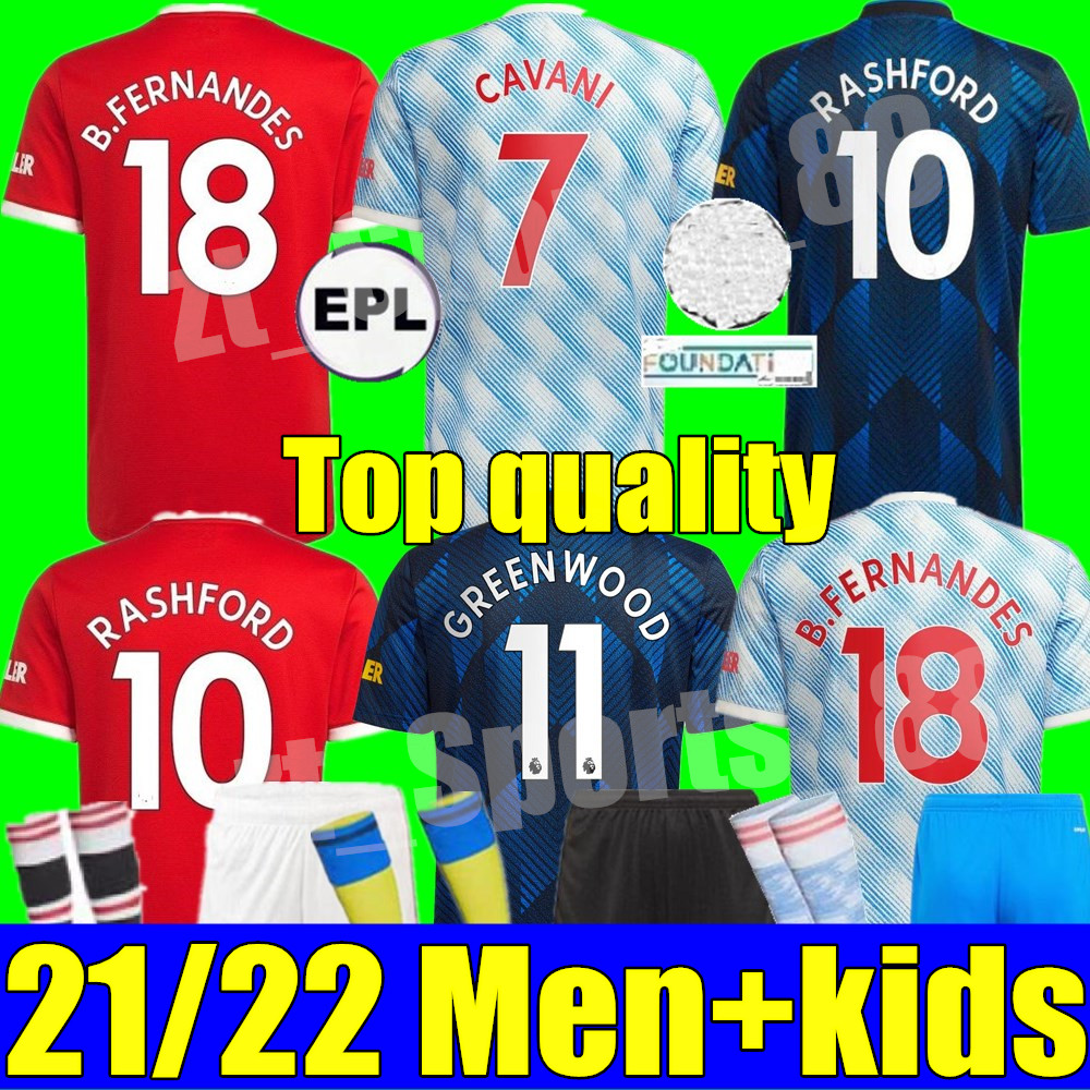 

21 22 Manchester B. FERNANDES Sancho soccer jersey UNITED home away 3rd CAVANI UTD VAN DE BEEK 2021 2022 RASHFORD football shirt adult Women man + kids kit, Women+champion patch