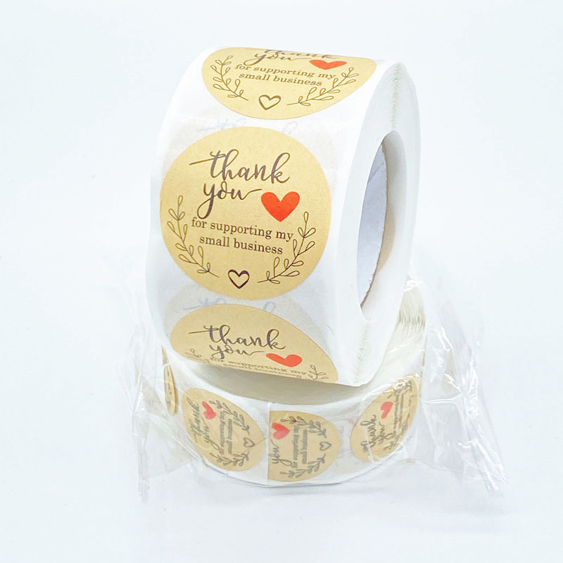 

500PCS Roll 1.5inch 2inch Thank You Handmade Round Adhesive Stickers Label For Holiday Gift Bag Business Festive Decoration