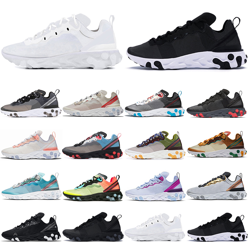

new classic original 55 87 react running shoes Triple Black white Anthracite Sail Dark Grey Solar Red pale pink Moss Orange Peel Royal Tint Volt Racer purple cool, 55 pale pink