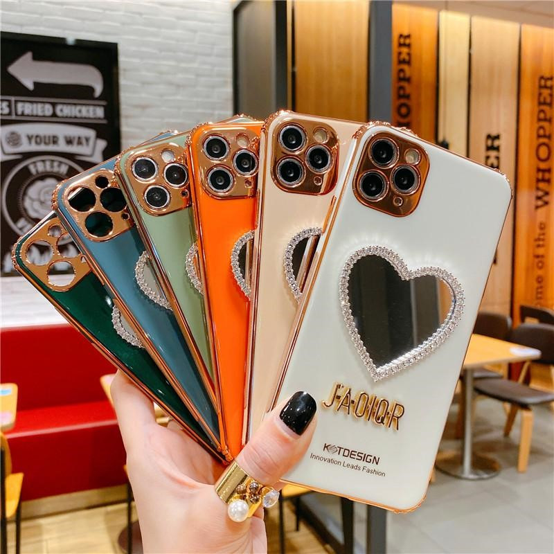 

Electroplate Rhinestones Diamond Shockproof Mirror Soft TPU Cases Covers For Iphone 12 pro 11 XR XS MAX 7 8 plus