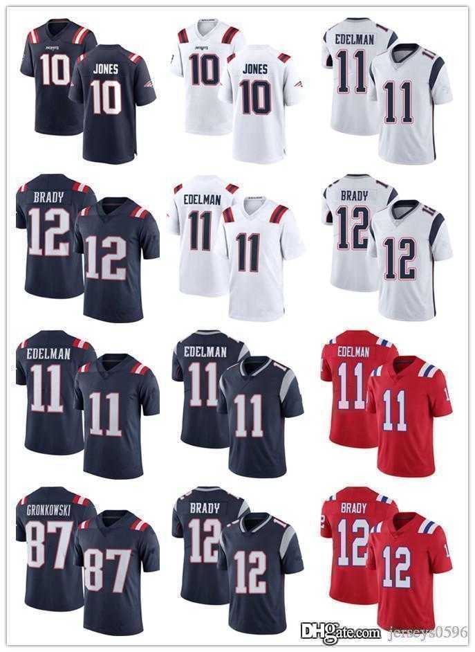 

Football Jerseys New England''Patriots''Men Women Youth 12 Tom Brady 87 Rob Gronkowski 11 Julian Edelman 10 Mac Jones navy Jersey, Black;red