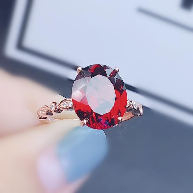 

Cluster Rings Natural Real Red Garnet Simple Ring Per Jewelry 9*11mm 3.8ct Gemstone 925 Sterling Silver Fine Women J211713, Golden;silver