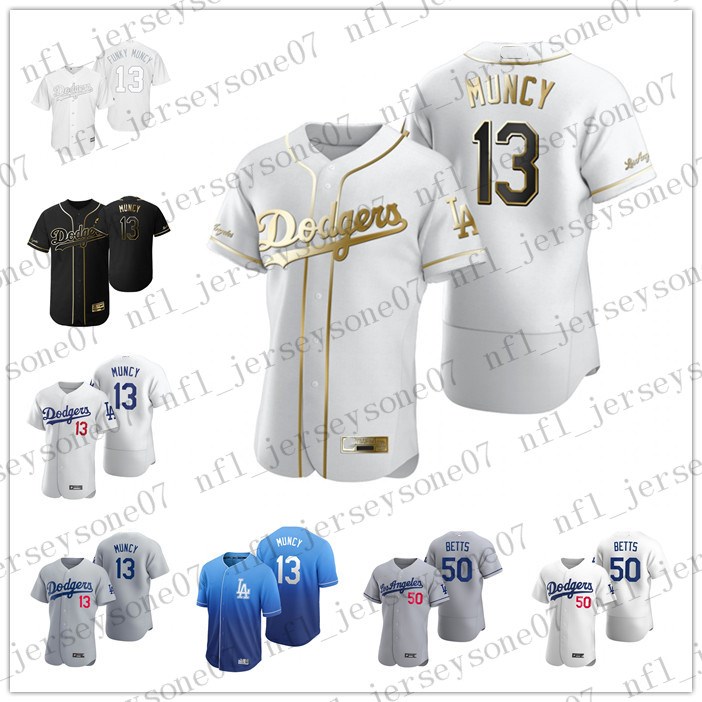 

Custom Los Angeles men womens youth Dodgers 13 Max Muncy 50 Mookie Betts white blue grey Authentic 2020 Home Jersey, Black