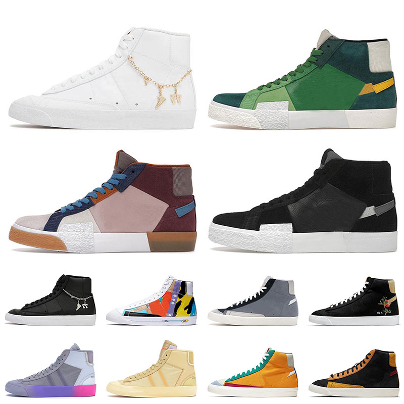 

Top Quality Mens Canvas Shoes 2022 Newest Blazer Mid 77 Mosaic Green Purple Brown Vintage Black White Pendants Sports Sneaker All Hallows Eve Grim Reaper Trainers, F27 36-40