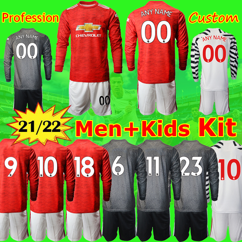 

Manchester 20 21 soccer jerseys Custom Fans UNITED CAVANI UTD VAN DE BEEK B. FERNANDES RASHFORD football shirt training suit man + kids kit, Black