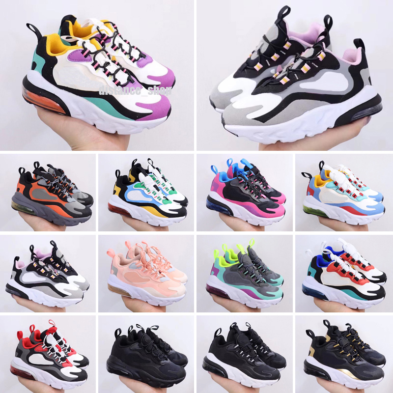

2021 React Bauhaus TD Kids Shoes Boy Girls Black White Hyper Bright Violet Toddler Children Sneakers 28-35
