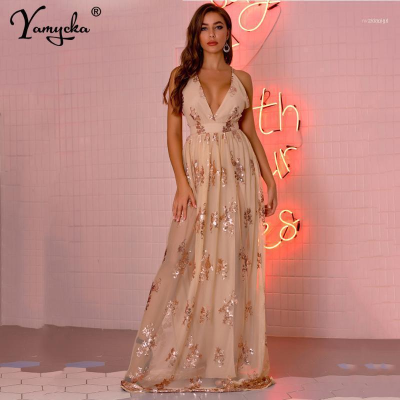 

Casual Dresses Sexy Club Outfits Sequin Party Woman Dress Women Summer Clothes Bodycon Vintage Maxi Elegant Backless Long Vestido1, Gold