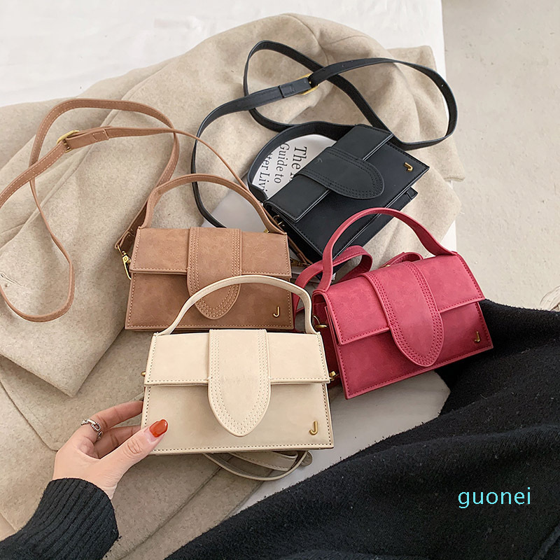 

2021 Texture Handbag Female Trendy Retro Crossbody Mini J Letter Women Nubuck Leather Shoulder Bag Fashion Brand Purses
