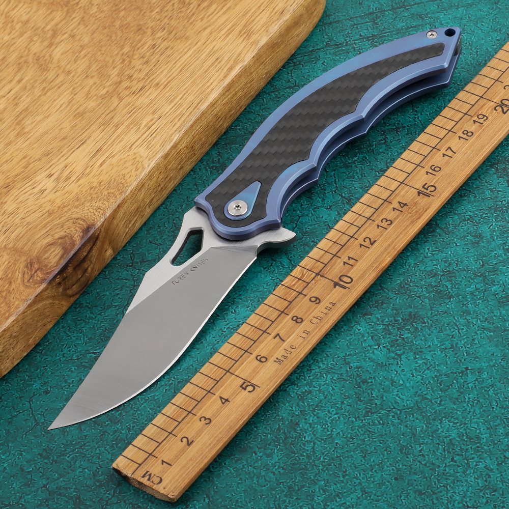 M390 Magic Blade with TC4 Ball Bearing, Titanium Handle, Foldable, for Hunting and Camping, EDC Tool-image-591320774