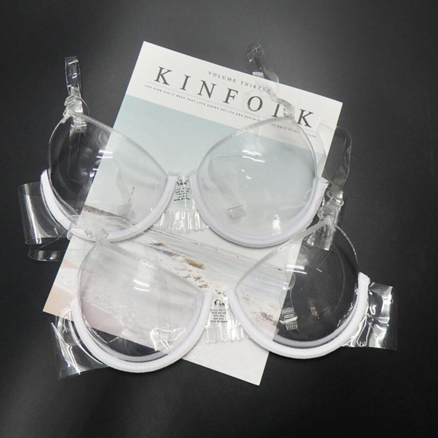 

Women Transparent Clear Push Up Bras TPU Strap Invisible Bra Underwire Plastic Disposable Bralette