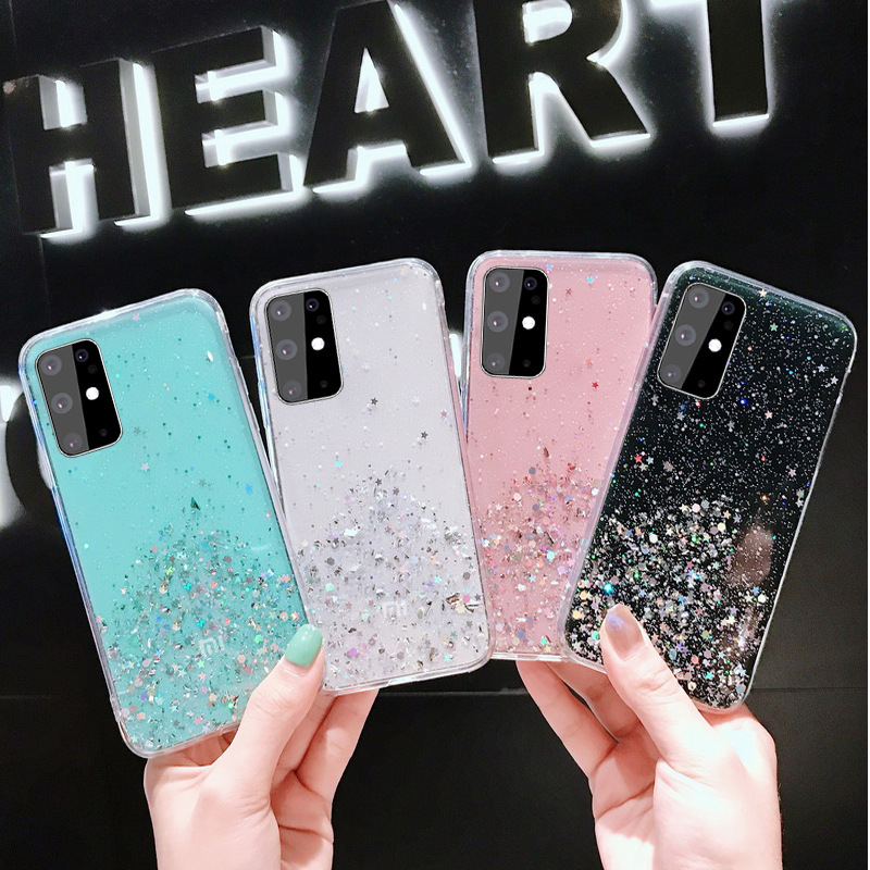 

Luxury Glitter Star Cases For Samsung Galaxy A01 A21 A31 A51 A71 A22 A52 A72 A82 5G A02S A03S A21S M30 M20 M31S M51 S10 S20 FE S21 Ultra Note 20 TPU Cover Case, Clear
