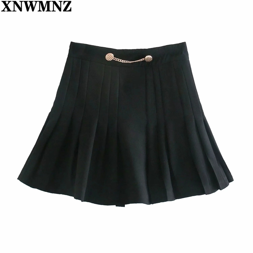 

Women Pleated bermuda skort mini Skirt Chic High Waist A-line s Ladies Vintage Invisible Zipper Harajuku Black 210520