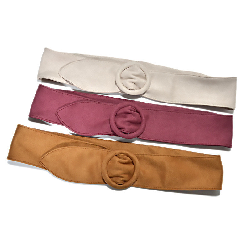 

Winter Flannel Buckle Belt Women Double Button Soft Cloth Belts Street Style Outdoor Adjustable Ceinture, As pic