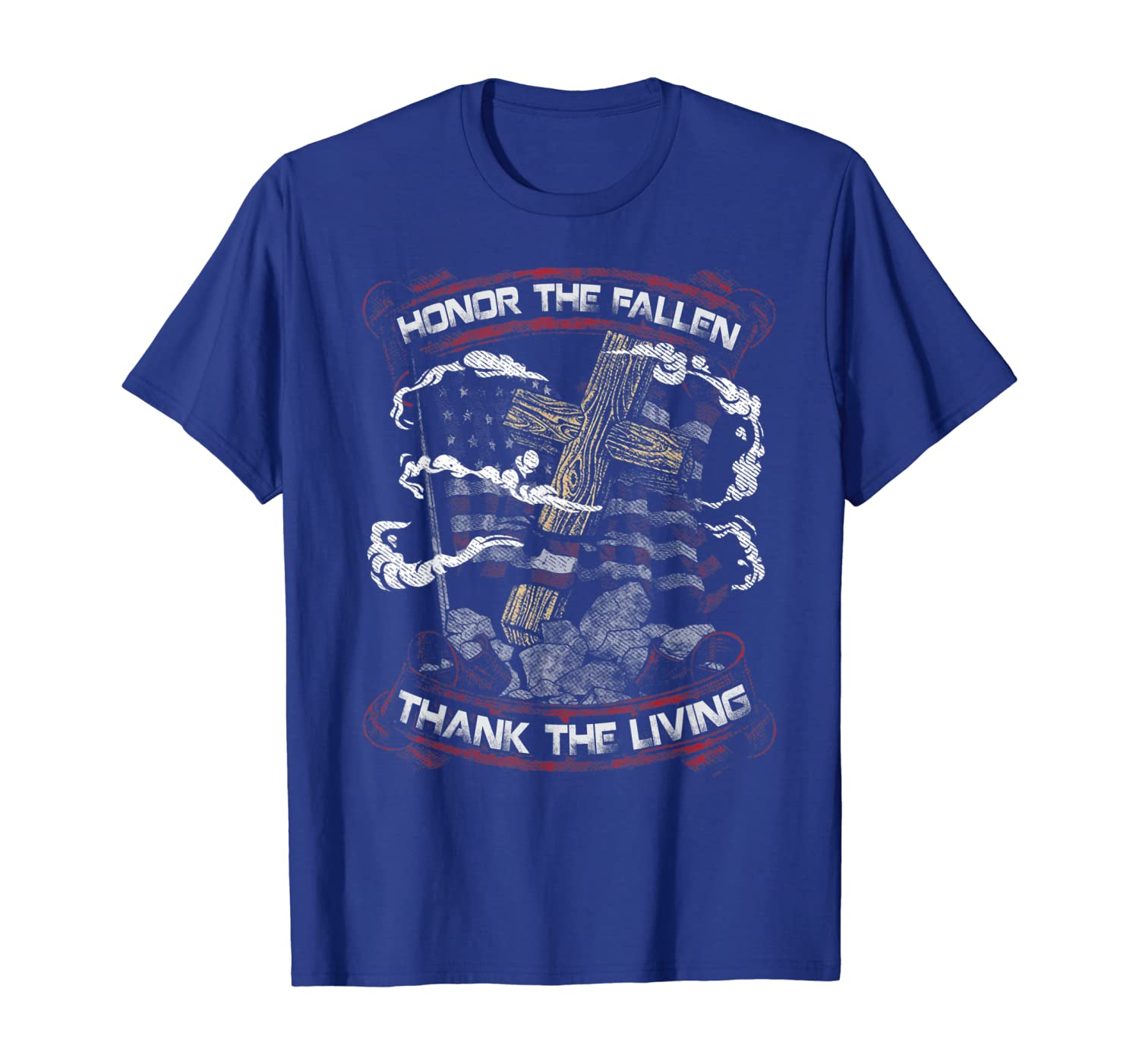 

distressed honor the fallen thank the living gift shirt, White;black