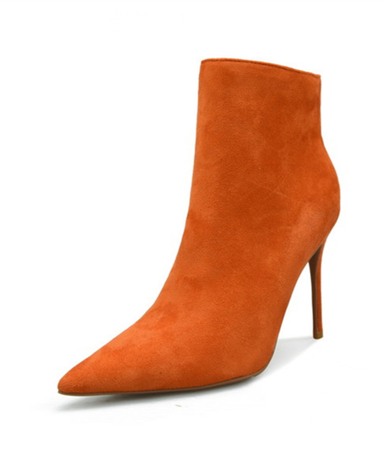 

Boots Katelvadi ankle boots for women pointed to toe orange herd ten inches high-heeled woman shoes fashion K-480 1LJE, 1# shoe box