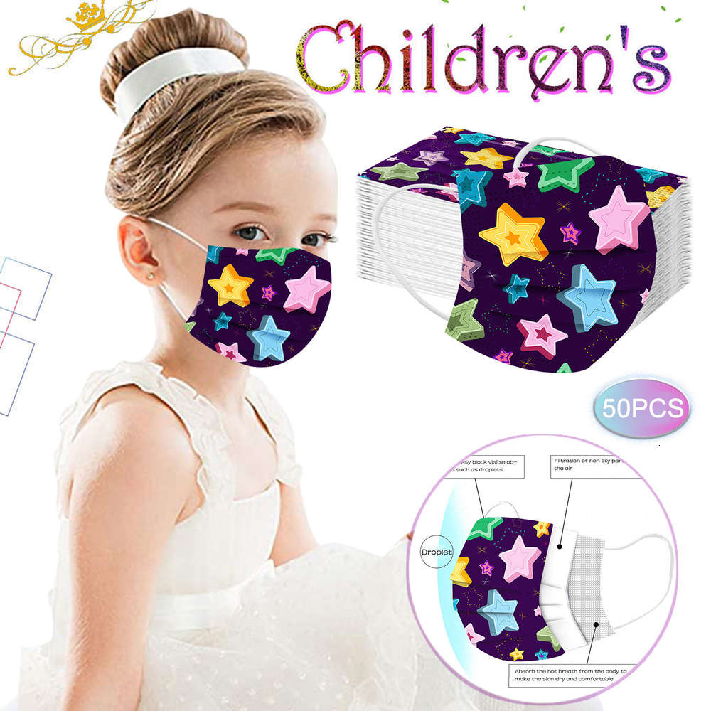 

50pc Child Kids Face Masks for Protection Disposable 3ply Mask Children Girls Masque Enfant Facemask Decoration Mascsrillas