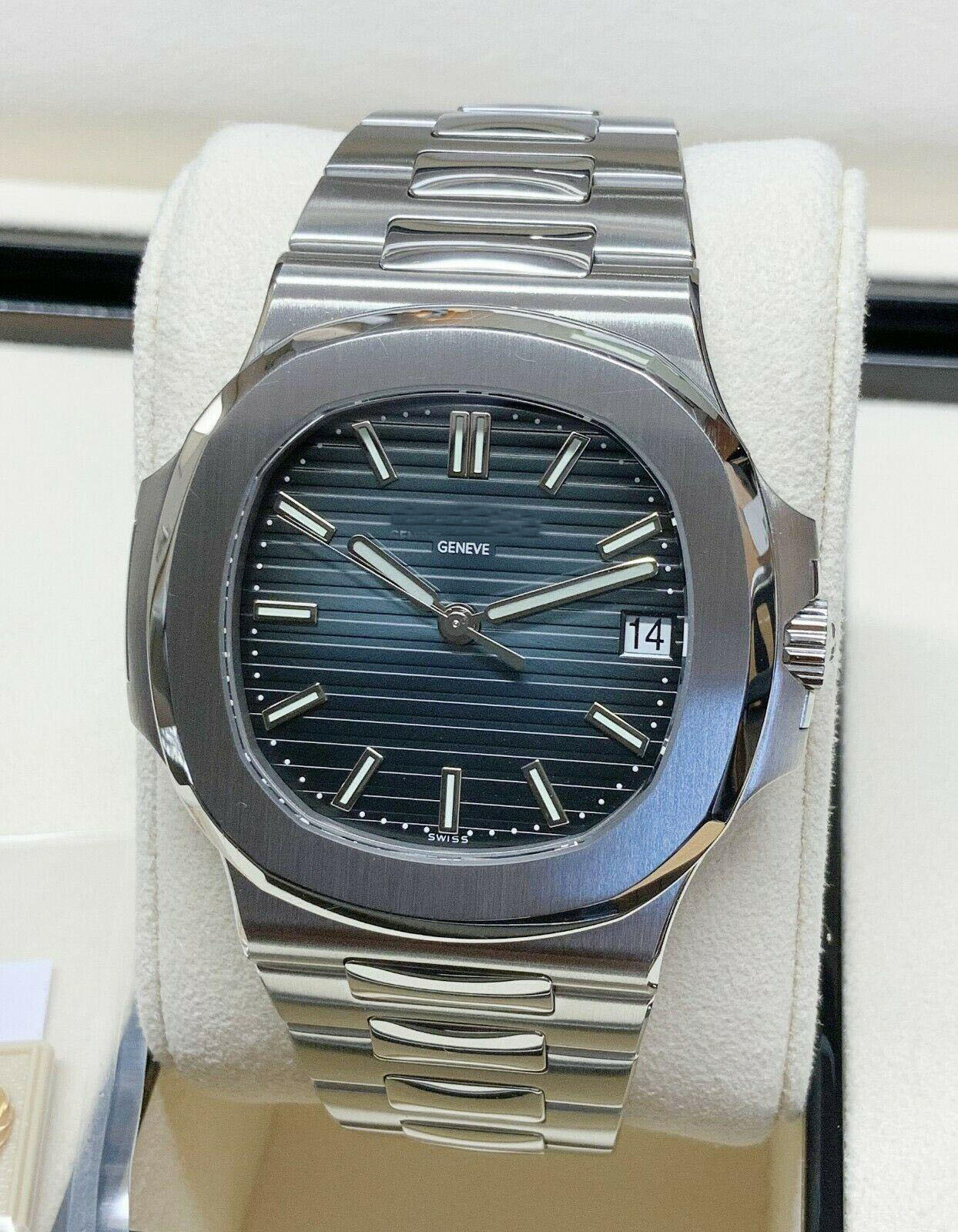 

U1 factory Nautilus 5711/1A-010 40.5mm 18k 5980/1R-001 Rose Gold Stainless Steel Asia Mechanical Transparent Automatic Mens Watches, Blue