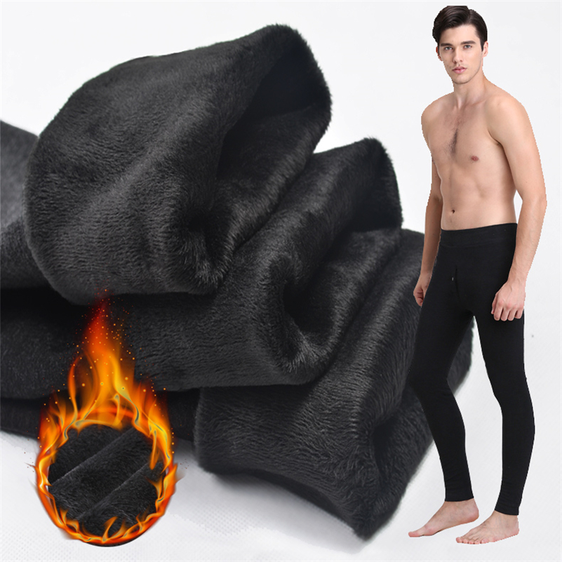 

Thermal underwear for Men winter Long Johns thi Fleece leggings wear in cold weather big size XL to 6XL, Black