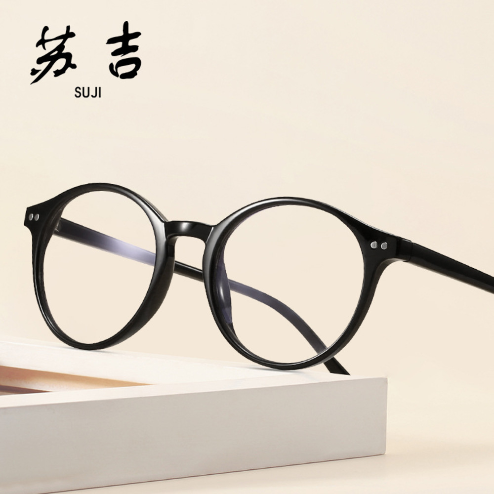 

New anti blue round myopia frame flat lens for men and women8RCW