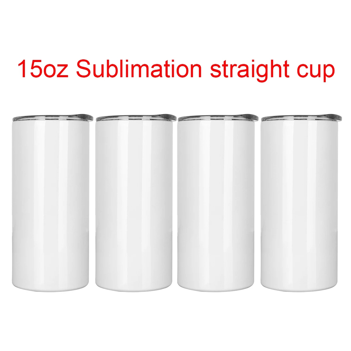 

Creative 15oz Sublimation Straight Mug Tumblers With Lid Straw Blank DIY Stainless Steel Double Water Bottle Sea Delivery, White