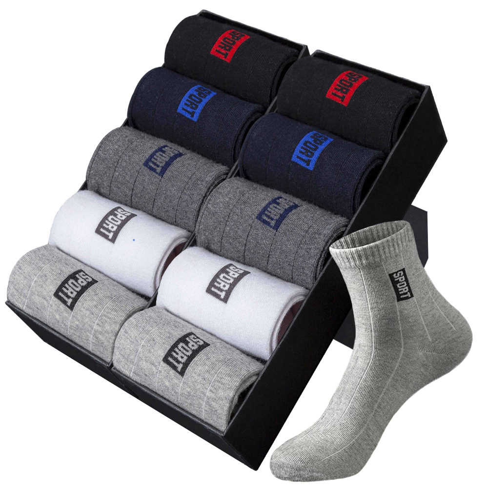 

20Pcs=10Pairs High Quality Men Sos Cotton Breathable Sweat-Absorbent Middle Tuble Bla Sos Deodorant Business Men Gift So, 10 mixed color
