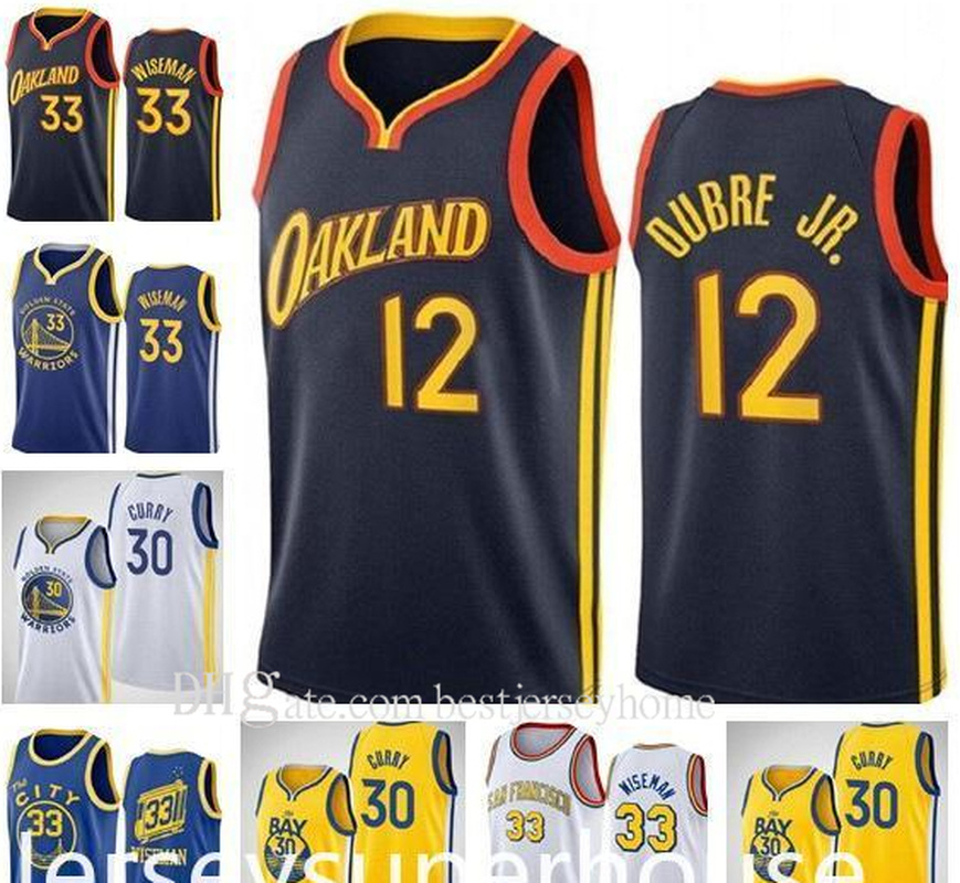 

Printed Men Women Kids Youth Basketball Kelly 12 Oubre Jr. James 33 Wiseman Stephen 30 Curry Jersey City Navy Black Yellow Blue White S-2XL, Black;red