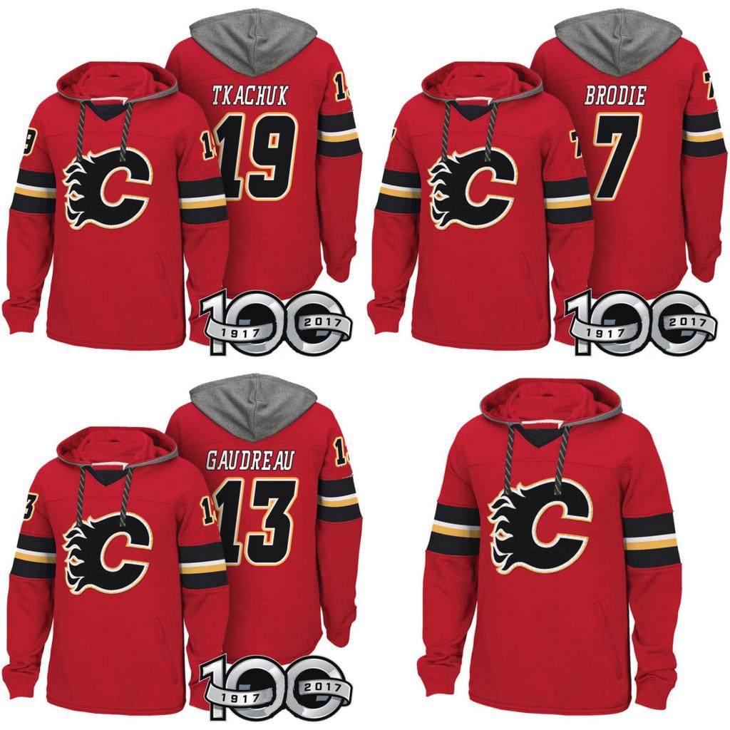 

Calgary Flames Hockey Hoodie T. J. Brodie Johnny Gaudreau Matthew Tkachuk Dougie Hami lton Sam Bennett Mark Jankowski Jersey, Your name & number