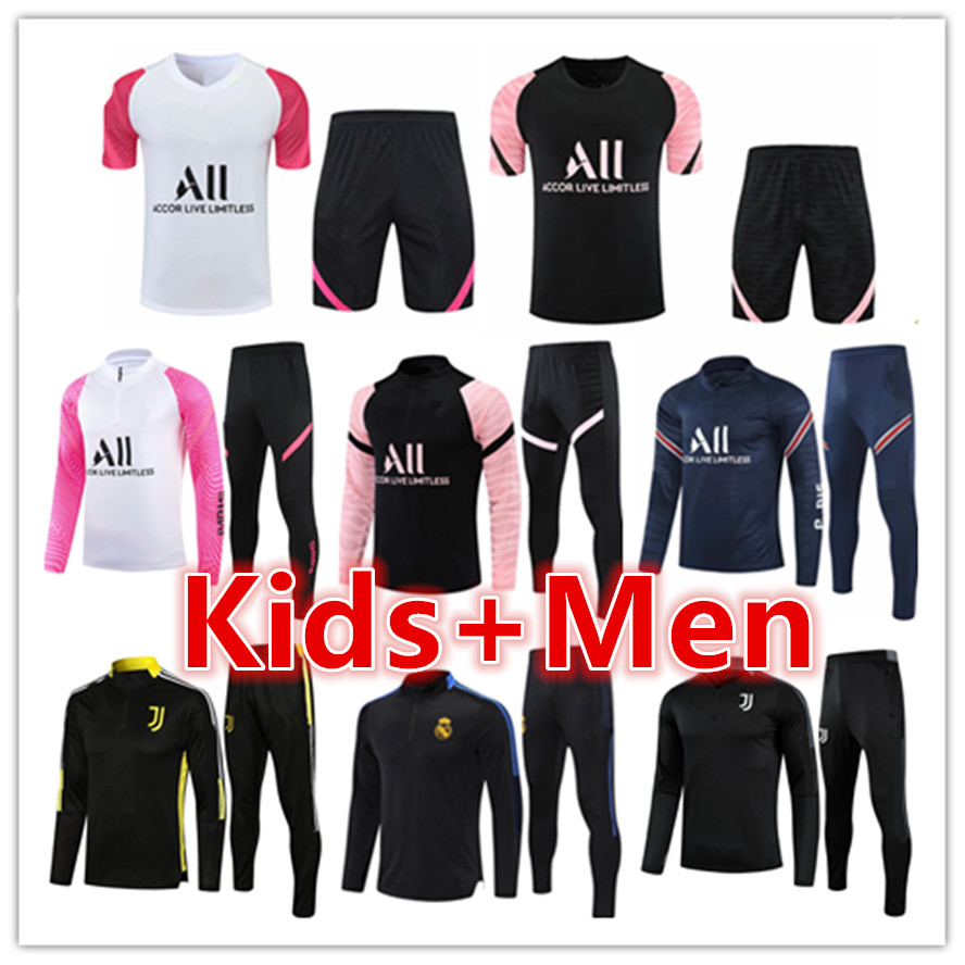 

real madrid psg messi mens + kids football tracksuits training suit jerseys jacket sets 2021 2022 men short-sleeved soccer tracksuit jogging kits chandal survetement, 12